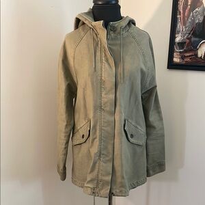 Madewell Army Green Military Hooded Zip Jacket Womens M Field Utility Pockets